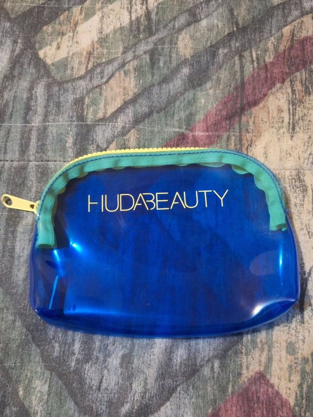 Huda Beauty Blue Color Block Cosmetic Makeup Bag